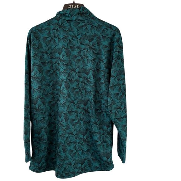 Vintage REI Mens Large Green Floral Print 1/4 Zip Pullover Fleece Sweater USA Al - Picture 3 of 5